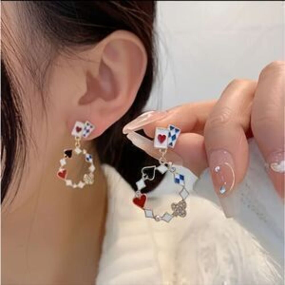 Playing Cards Spades & Hearts Dangle?Earrings